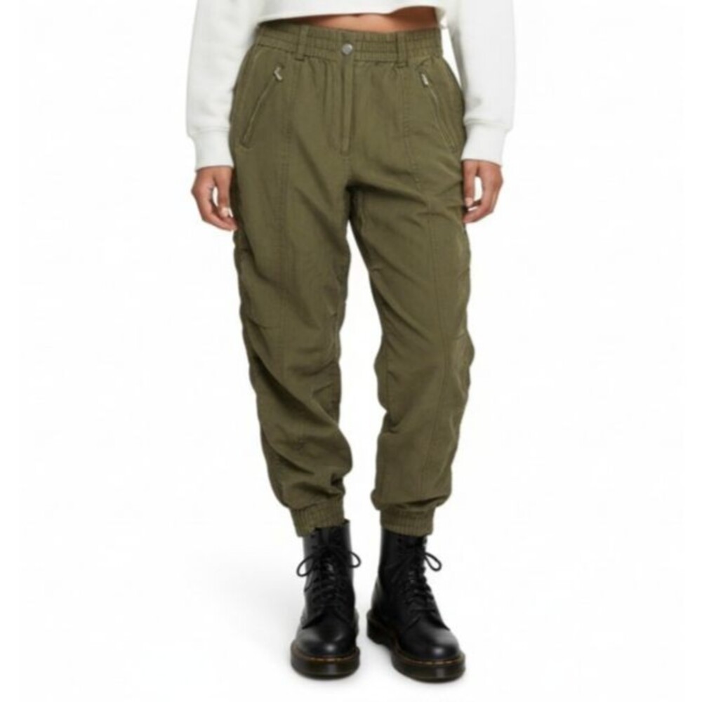 Derek Lam 10 Crosby Utility Jogger Pants Women XS Green Linen Blend Military